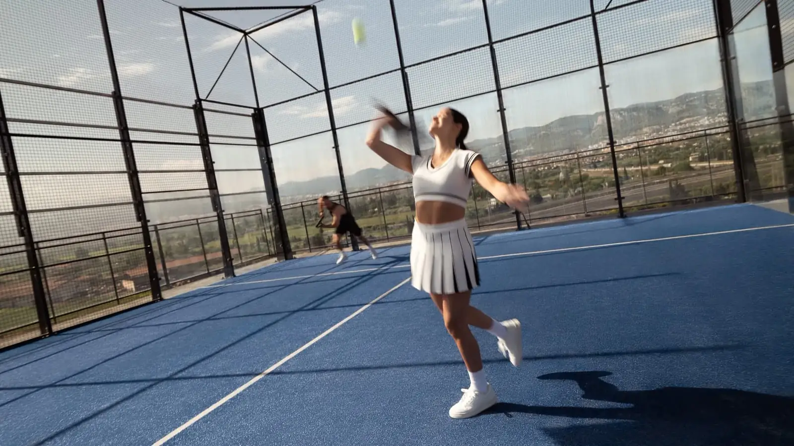 Rooftop padel court at Living Experience Granada